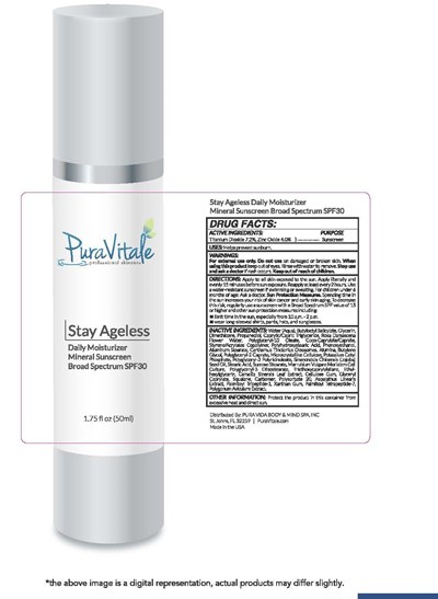 Pura Vitale Natural Skin Care Stay Ageless ​daily Moisturizer Mineral Sunscreen Broad Spectrum Spf30 1.75 Fl Oz (50ml) (Pre Sp27.50b Lb000142pc Morgen Airless)